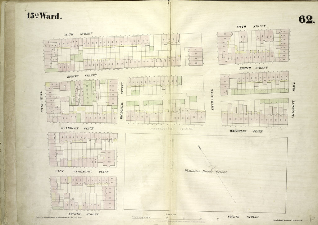 Detail of Map bounded by West 9th Street, East 9th Street, University Place, East 4th Street, West 4th Street, Sixth Avenue, New York by Anonymous
