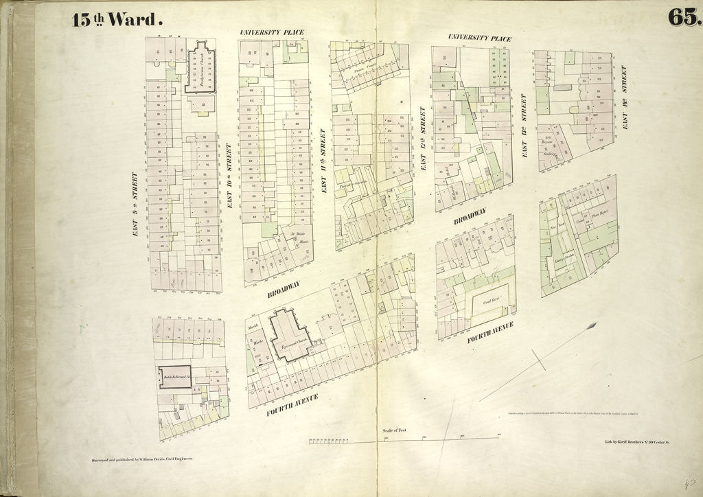 Detail of Map bounded by University Place, East 14th Street, Fourth Avenue, East 9th Street, New York by Anonymous