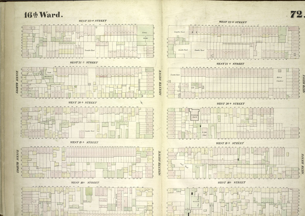 Detail of Map bounded by West 22nd Street, Sixth Avenue, West 18th Street, Eighth Avenue, New York by Anonymous