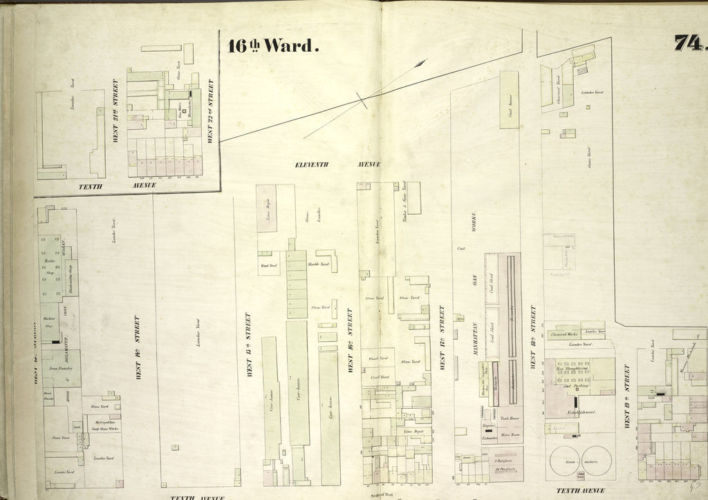 Detail of Map bounded by Eleventh Avenue, West 20th Street, Tenth Avenue, West 13th Street, New York by Anonymous