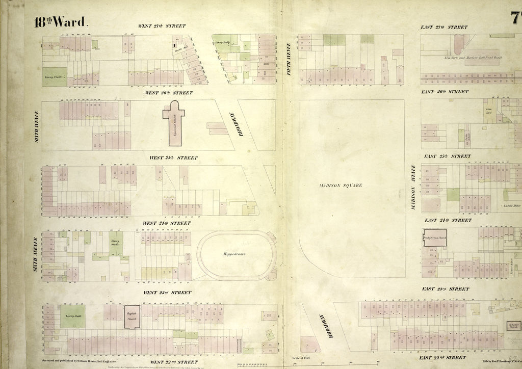 Detail of Map bounded by West 27th Street, East 27th Street, Fourth Avenue, East 22nd Street, West 22nd Street, Sixth Avenue, New York by Anonymous