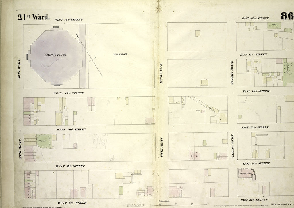 Detail of Map bounded by West 42nd Street, East 42nd Street, Fourth Avenue, East 37th Street, West 37th Street, Sixth Avenue, New York by Anonymous