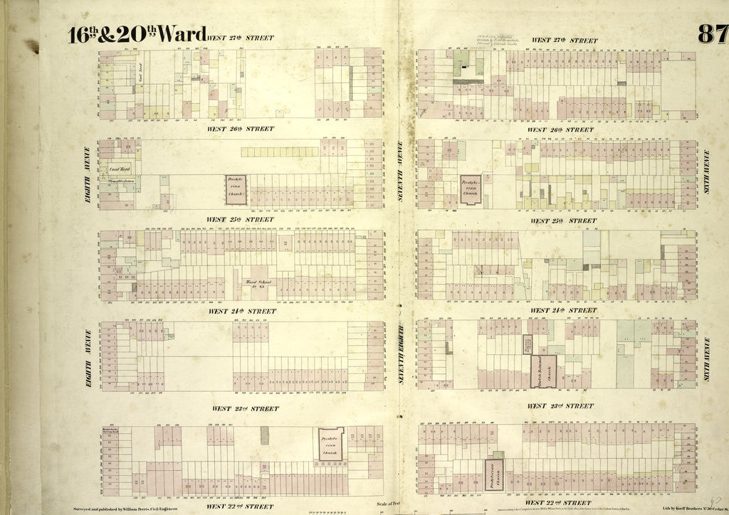 Detail of Map bounded by West 27th Street, Sixth Avenue, West 22nd Street, Eighth Avenue, New York by Anonymous