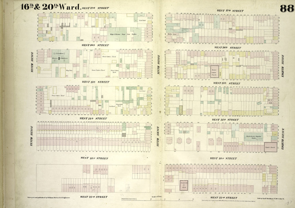 Detail of Map bounded by West 27th Street, Eighth Avenue, West 22nd Street, Tenth Avenue, New York by Anonymous