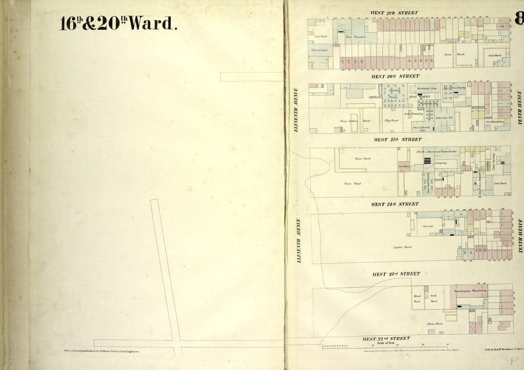 Detail of Map bounded by West 27th Street, Tenth Avenue, West 22nd Street, Eleventh Avenue, New York by Anonymous