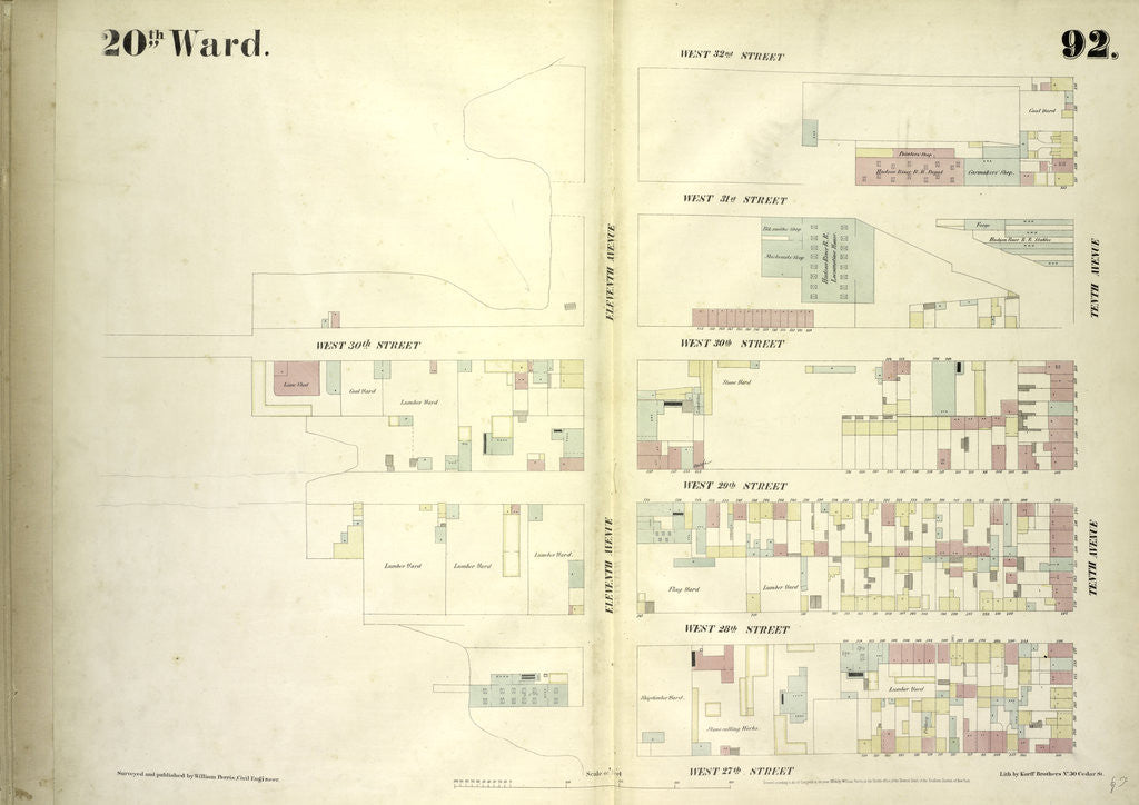 Detail of Map bounded by West 32nd Street, Tenth Avenue, West 27th Street, Eleventh Avenue, New York by Anonymous