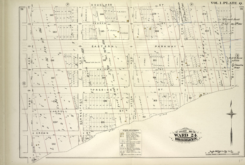 Detail of Map bound by Douglass St., Buffalo Ave., City Line, Troy Ave; Including Degraw St., Eastern Parkway, Union St., President St., Carroll St., Crown St., Schenectady Ave., Utica Ave., Rochester Ave., New York by Anonymous