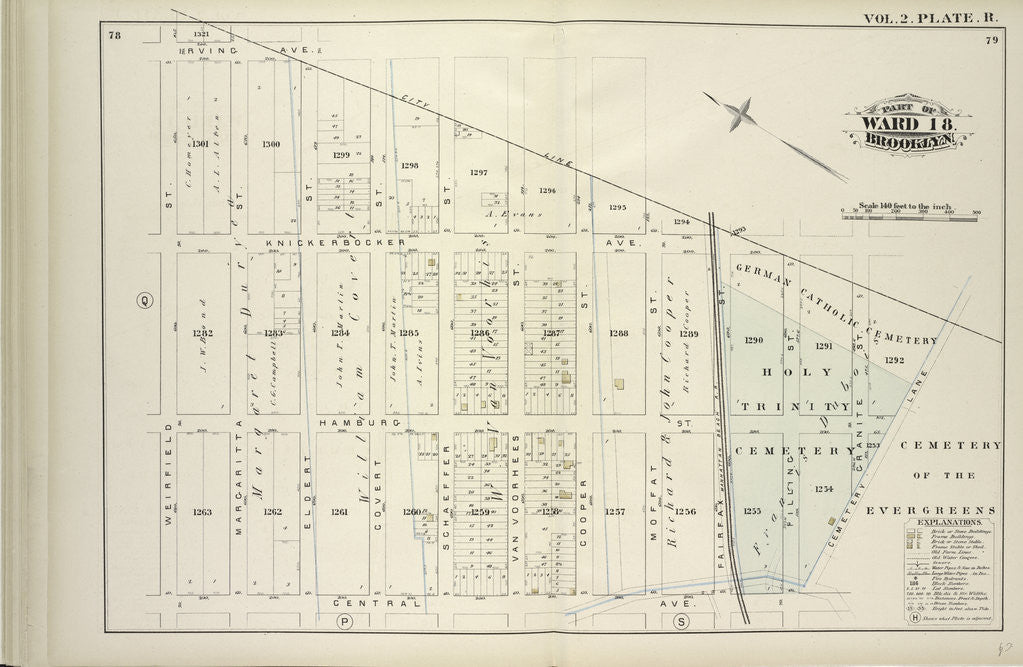 Detail of Map bound by City Line, Cemetery Lane, Central Ave., Weirfield; Including Irving Ave., Knickerbocker Ave., Hamburg St., Margaretta St., Eldert St., Covert St., Schaeffer St., Van Voorhees St., Cooper St., Moffat St., Fairfax St., Pilli., New York by Anonymous