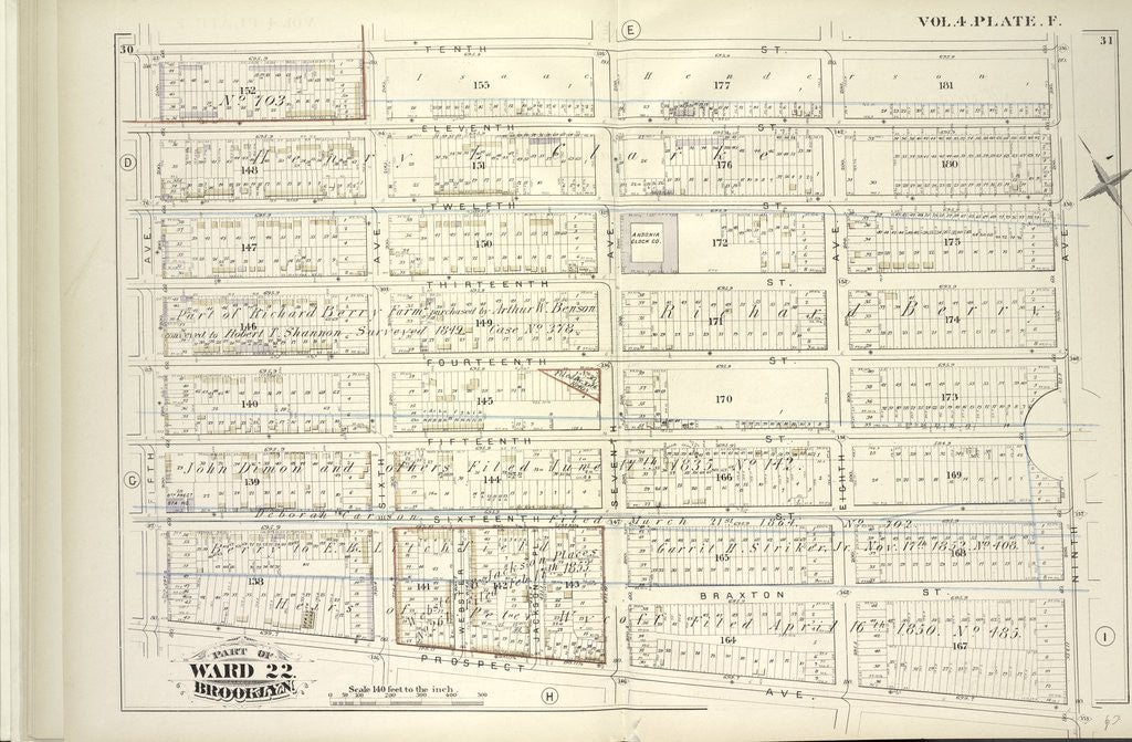 Detail of Map bound by Tenth St., Ninth Ave., Prospect Ave., Fifth Ave; Including Eleventh St., Twelfth St., Thirteen St., Fourteenth St., Fifteenth St., Sixteenth St., Sixth Ave., Webster Pl., Jackson Pl., Seventh Ave., Eighth Ave., New York by Anonymous