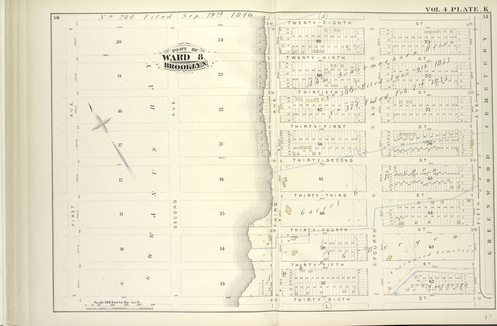 Detail of Map bound by Twenty-Eighth St., Fifth Ave., Thirty-Sixth St., First Ave; Including Twenty-Ninth St., Thirtieth St., Thirty-First St., Thirty-Second St., Thirty-Third St., Thirty-Fourth St., Thirty-Fifth St., Second Ave., Third Ave., F., New York by Anonymous