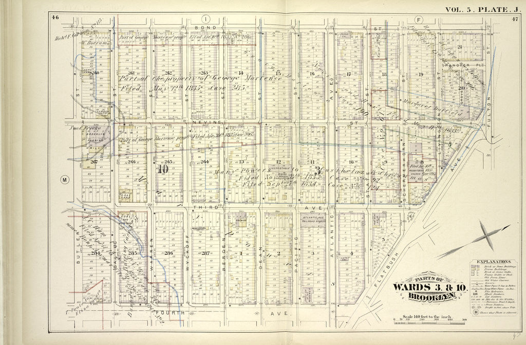 Detail of Map bound by Bond St., Fulton St., Flatbush Ave., Fourth Ave., Butler St; Including Nevins St., Hanover Pl., Third Ave., Baltic St., Warren St., Wyckoff St., Bergen St., Dean St., Pacific St., Atlantic Ave., State St., Schermerhorn St., New York by Anonymous