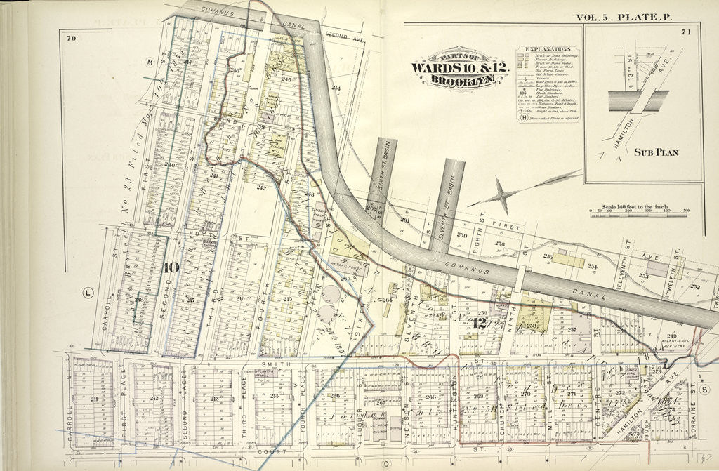 Detail of Map bound by Gowanus Canal, Second Ave., Fifth St., First Ave., Thirteenth St., Hamilton Ave., Lorraine St., Court St., Carroll St., First St; Including Bond St., Hoyt St., Smith St., Second St., First Place, Third St., Second Place, New York by Anonymous