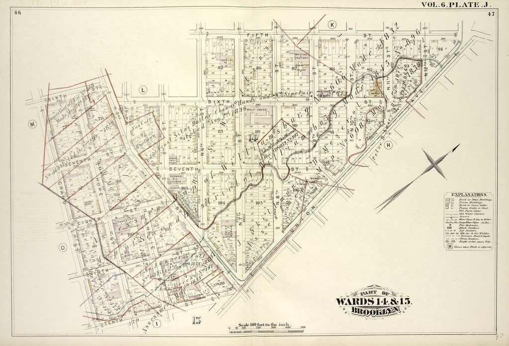 Detail of Map bound by Sixth St., N.6th St., Fifth St., Union Ave., Tenth St., Grand St; Including Seventh St., Eighth St., Ninth St., Hope St., Ainslie St., N.2nd St., 5th St., N.7th St., N.8th St., N.9th St., N.10th St., N.11th St., N.12th St., New York by Anonymous