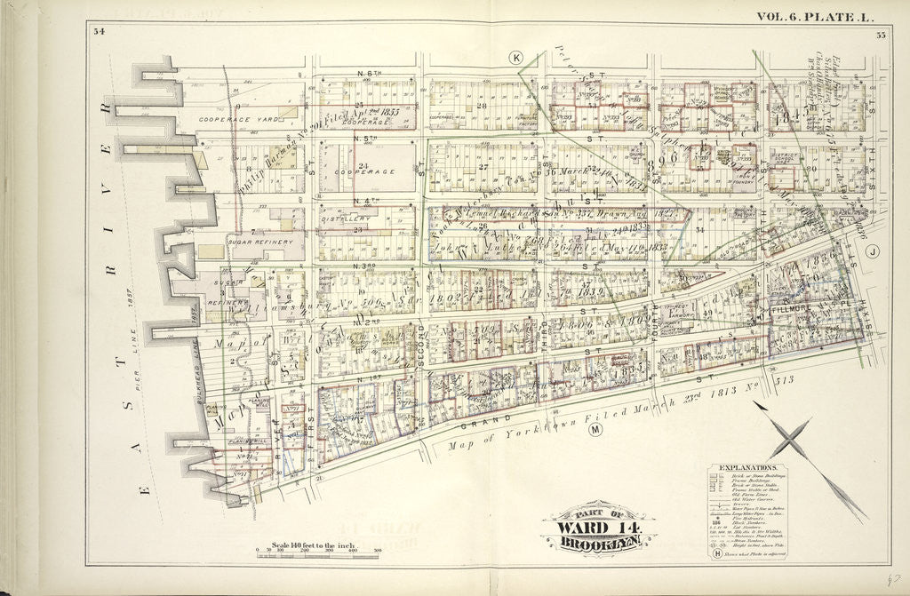 Detail of Map bound by N.6th St., Sixth St., Grand St., East River; Including N.5th St., N.4th St., N.3rd St., N.2nd St., Fillmore Pl., N.1St St., First St., Second St., Third St., Fourth St., Fifth St., New York by Anonymous