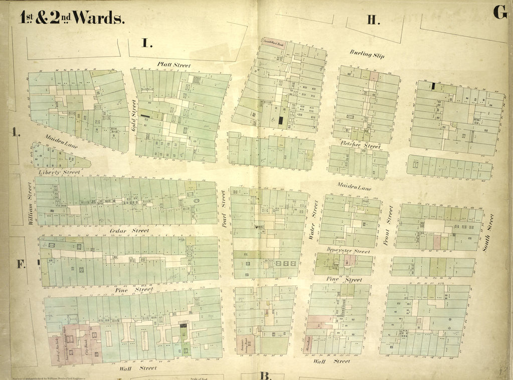 Detail of Map bounded by Platt Street, Burling Slip, South Street, Wall Street by Anonymous