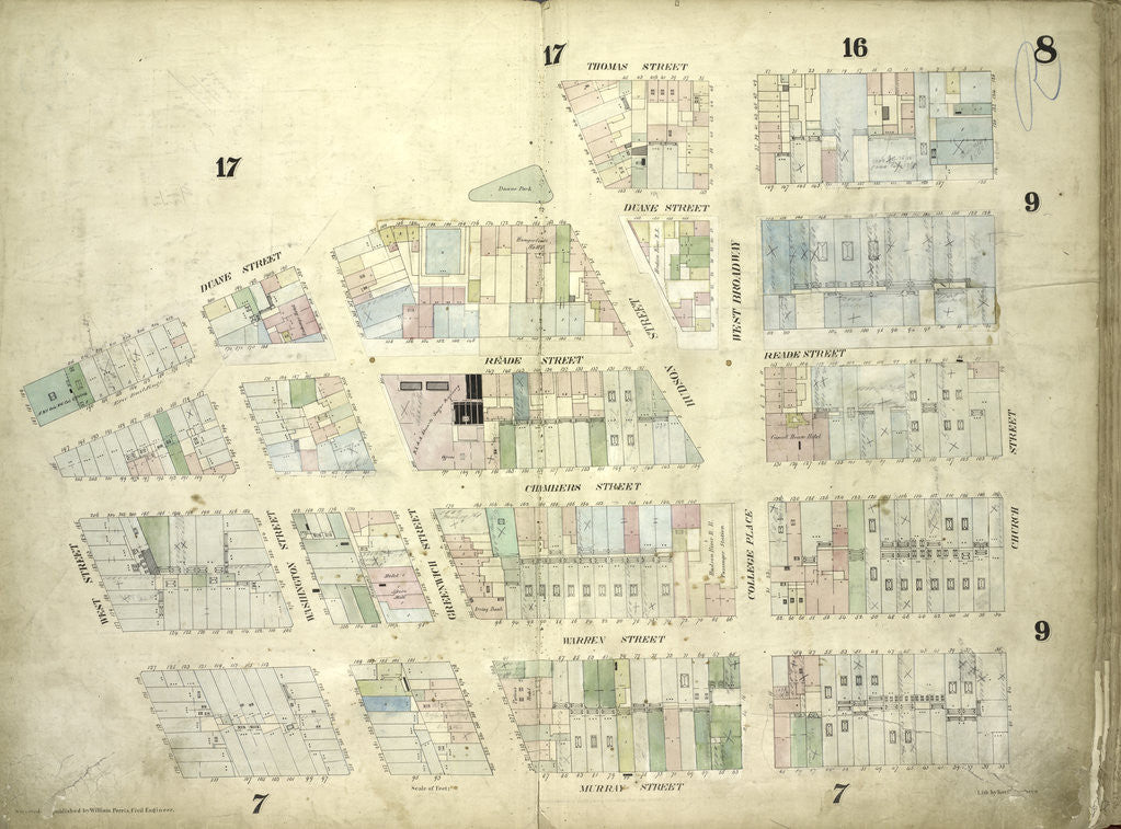 Detail of Map bounded by Duane Street by Anonymous