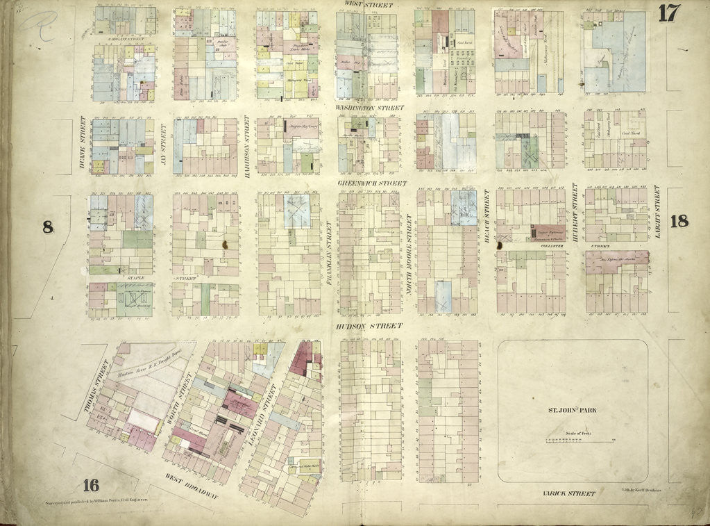 Detail of Map bounded by West Street, Laight Street, Varick Street, West Broadway by Anonymous