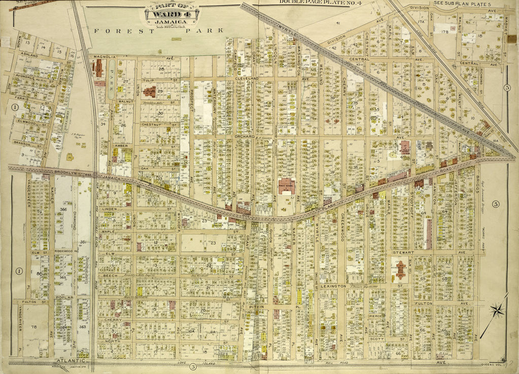 Detail of Map bounded by Manor Ave., Willard Ave., Magnolia Ave., Park Ave., Prospect Ave., Waterbury Ave., Garfiled Ave., Grant Ave., Cleveland Ave., Orchard Ave., Lincoln Ave., Washing., New York by Anonymous
