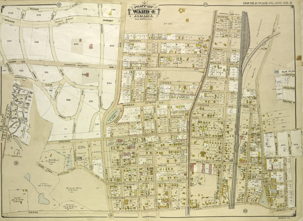 Detail of Map bounded by Grand Ave., Black Stump Road, Charlecote, Croydon Jamaica Estates Road, Edgerton Blvd., Doncaster Blvd., Henley Road, Midland Parkway, New York by Anonymous