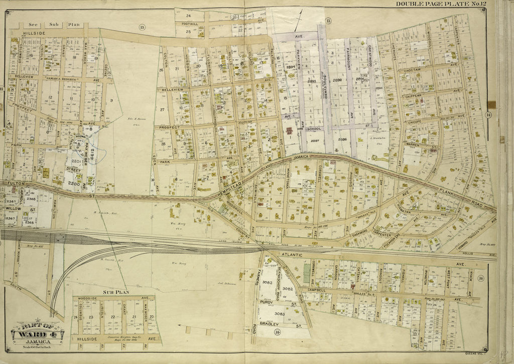Detail of Map bounded by Foothill Ave., Hillside Ave., Columbus Ave., Lincoln Ave., Grant Ave., Max Weber Ave., Cozine Ave., Belleview Ave., Prospect Ave., Park Ave., Colton Ave., Eden., New York by Anonymous