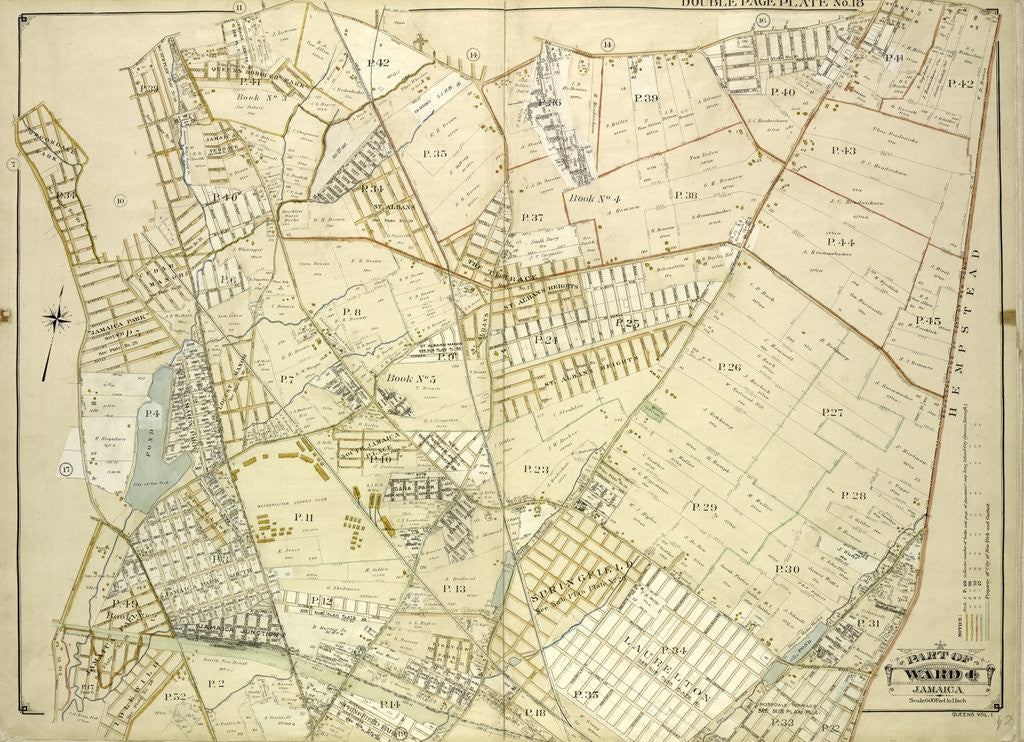 Detail of Map bounded by South St., Country Road, Old Country Road, Jamaica Plank Road; Including Boundary Line Of City Of New York, Ocean Ave., Farmers Ave., Rockaway Turnpike, New York by Anonymous