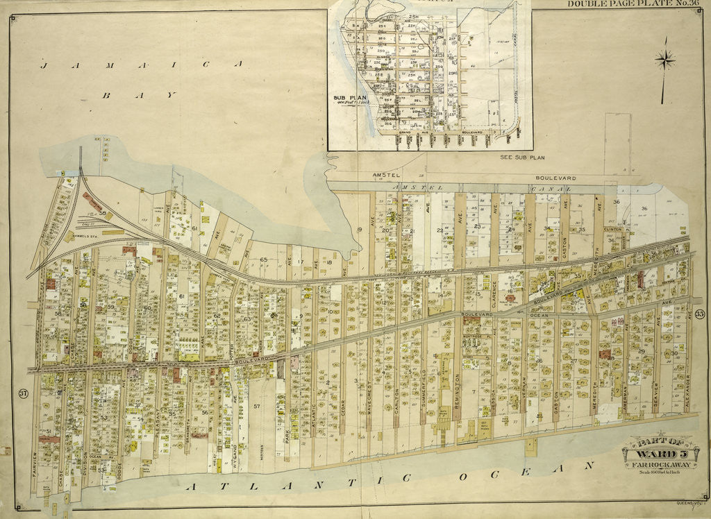 Detail of Map bounded by Amstel Boulevard, Alexander Ave., Seaview Ave., Amerman Ave., Meredit., New York by Anonymous