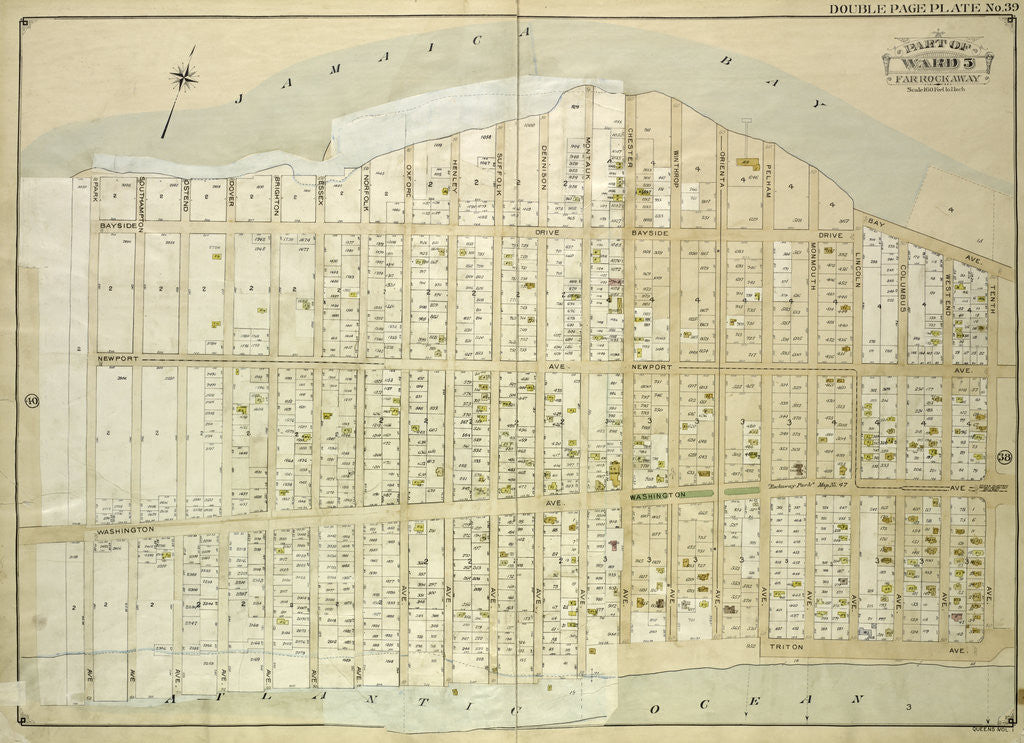 Detail of Map bounded by Park Ave., Southampton Ave., Ostend Ave., Dover Ave., Brighton Ave., Essex Ave., Norfolk Ave., Oxford Ave., Henley Ave., Suffolk Ave., Dennison Ave., Montau., New York by Anonymous