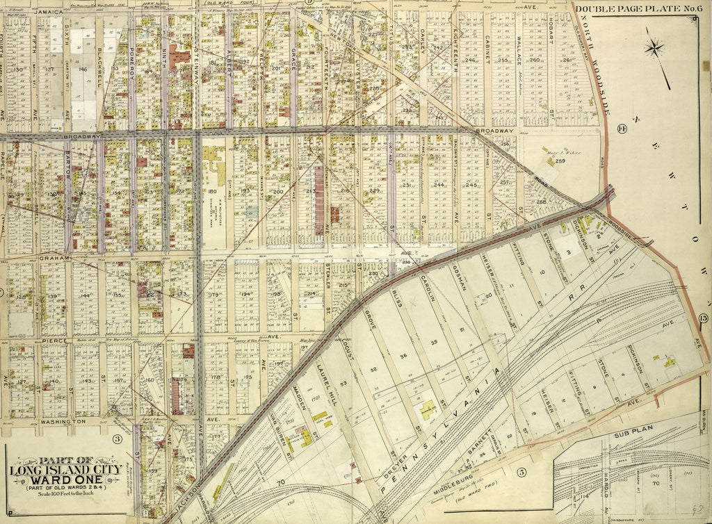 Detail of Map bounded by Jamaica Ave., North Wood Side, Middleburg Ave., Laurel Hill Ave., Madden St., Van Buren St., Lowery St., Bragaw St., New York by Anonymous
