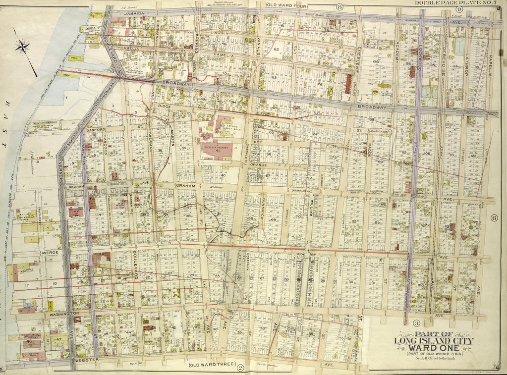 Detail of Map bounded by Jamaica Ave., Rapelje Ave. 4th Ave; Including Washington Ave., Webster Ave., East Channel, New York by Anonymous