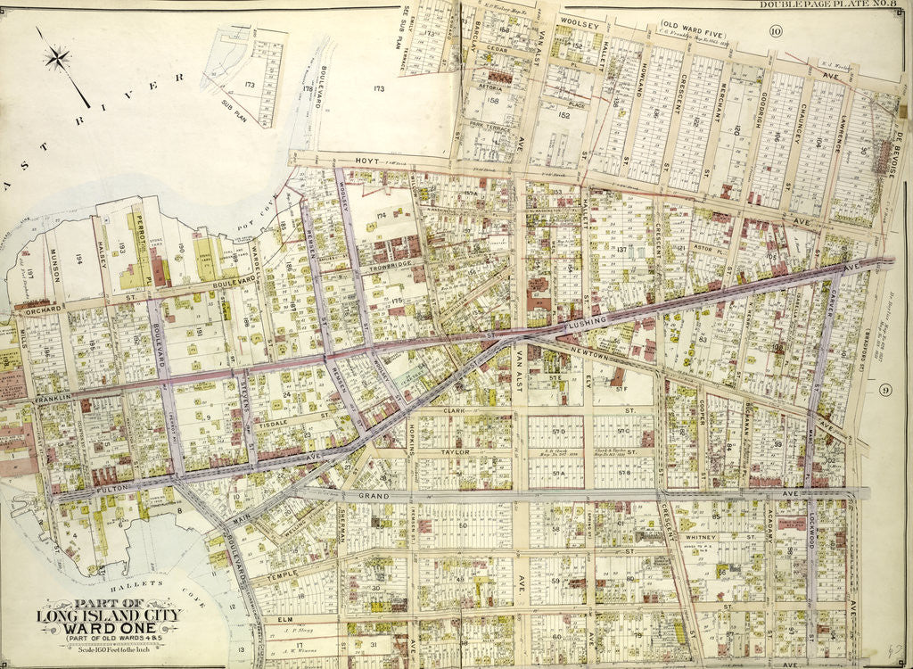 Detail of Map bounded by Hoyt Ave., Emily Terrace, Edward St., Barclay St., Vanalst Ave., Woolsey Ave., De Bevoise Ave. Bradford St., Lockwood St., New York by Anonymous