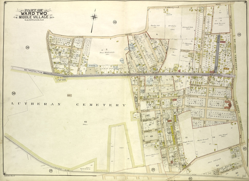 Detail of Map bounded by Juniper Swamp Road, Furmanville Road, Dry Harbor Road, Washington Ave., Cooper Ave., Haverramp St., Ford Ave; Including Fulton Ave., St. Main Ave., New York by Anonymous