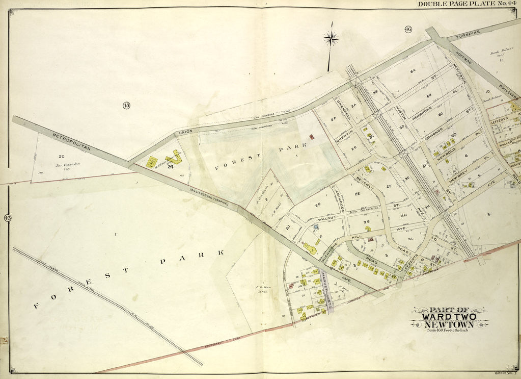 Detail of Map bounded by Union Turnpike, Hoffman Boulevard, Lefferts Ave., Muller Ave; Including Augustin Ave, Newtown Road, Boundary line between Jamaica and Newtown, New York by Anonymous