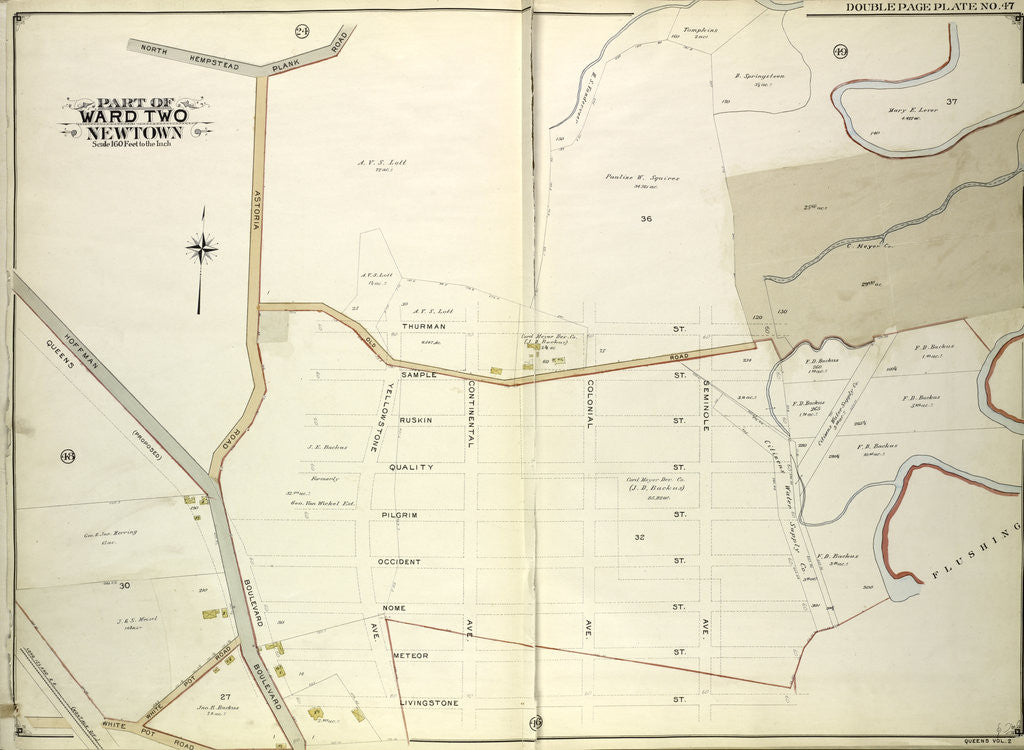 Detail of Map bounded by north Hempstead Plank Road, Livingstone St; Including Hoffman Boulevard, White Pot Road, Astoria Road, New York by Anonymous