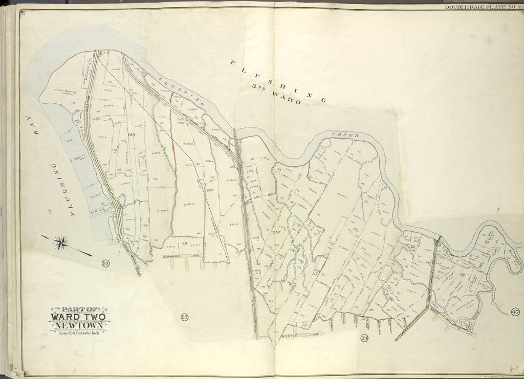 Detail of Map bounded by Flushing Bay, Flushing Creek, Mill Creek, Corona Hempstead Plank Road, Longview St., Fairview St., Home St., Orchard St; Including Smith St., Plateau St., New York by Anonymous
