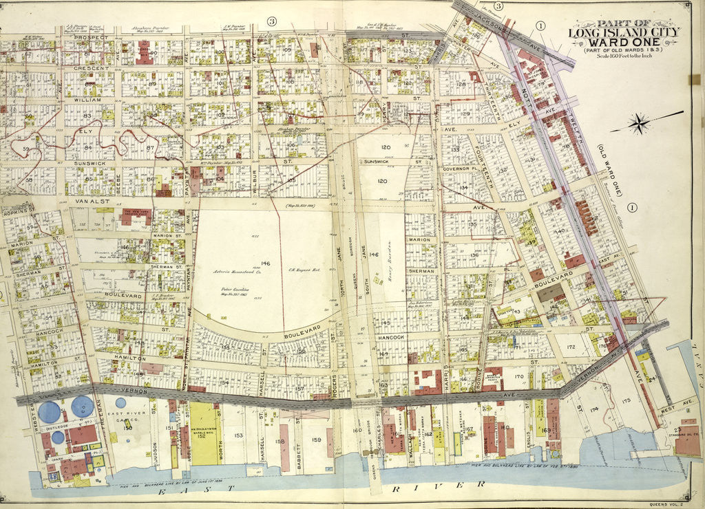 Detail of Map bounded by Webster Ave., Freeman Ave., Vernon Ave., Payntar Ave., Beebe Ave., Wilbur Ave., Harris Ave., Jackson Ave., Nott Ave., West Ave., New York by Anonymous