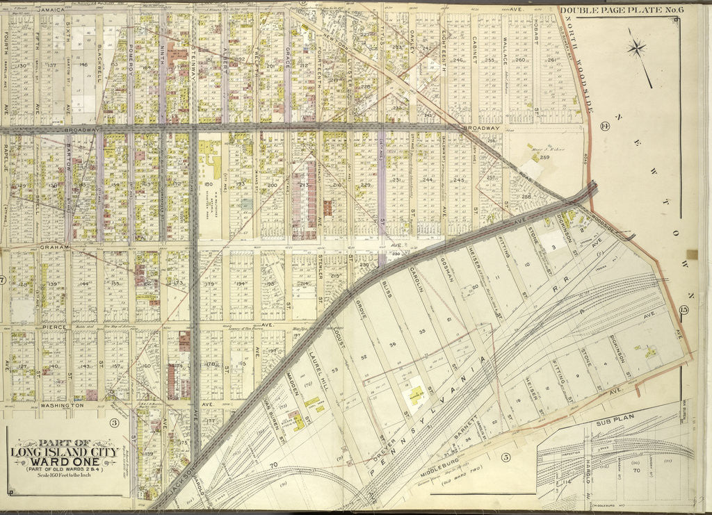 Detail of Map bounded by Harold Ave., Middleburg Ave; Including Bragaw St., Lowery St., Van Buren St., Van Pelt St; Part of Long Island City Ward, New York by Anonymous