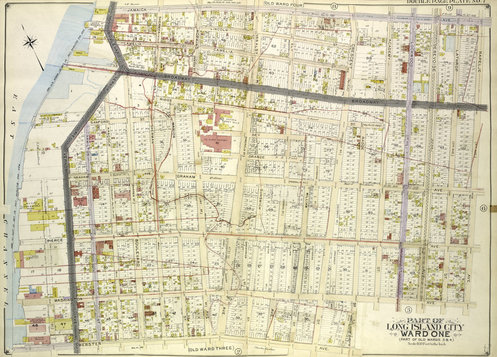 Detail of Map bounded by Webster Ave., Washington Ave., Pierce Ave., Graham Ave., Franklyn Ave., Vernon Ave., Broadway, Jamaica Ave., Rapelje Ave., 4th Ave., New York by Anonymous