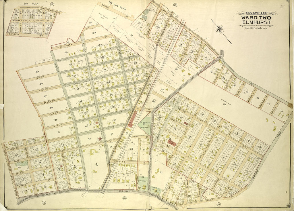 Detail of Map bounded by Division St., Junction Ave., Newtown Road, Court St., Broadway, Astoria and Flushing Turnpike, Orchard Ave; Including 12th St., 11th St., 10Th St., 9th St., New York by Anonymous