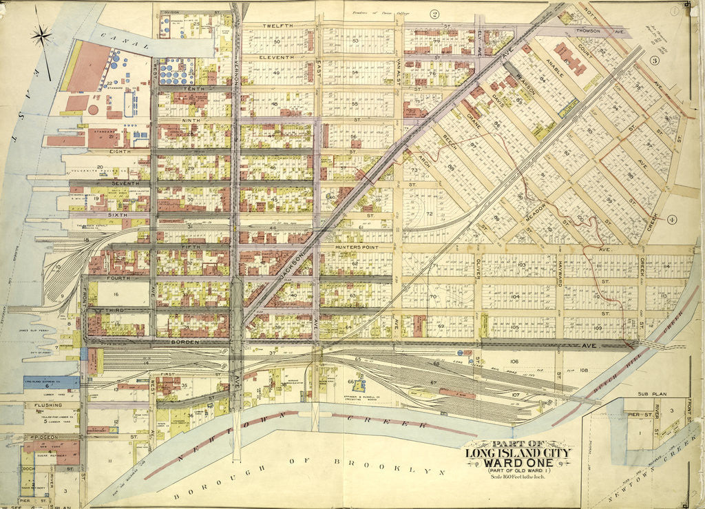 Detail of Map bounded by Division St., Vernon Ave., 12th St., Ely Ave., Jackson Ave., Thomson Ave., Nott Ave., Creek St., Dutch Kill Creek, Newtown Cree., New York by Anonymous