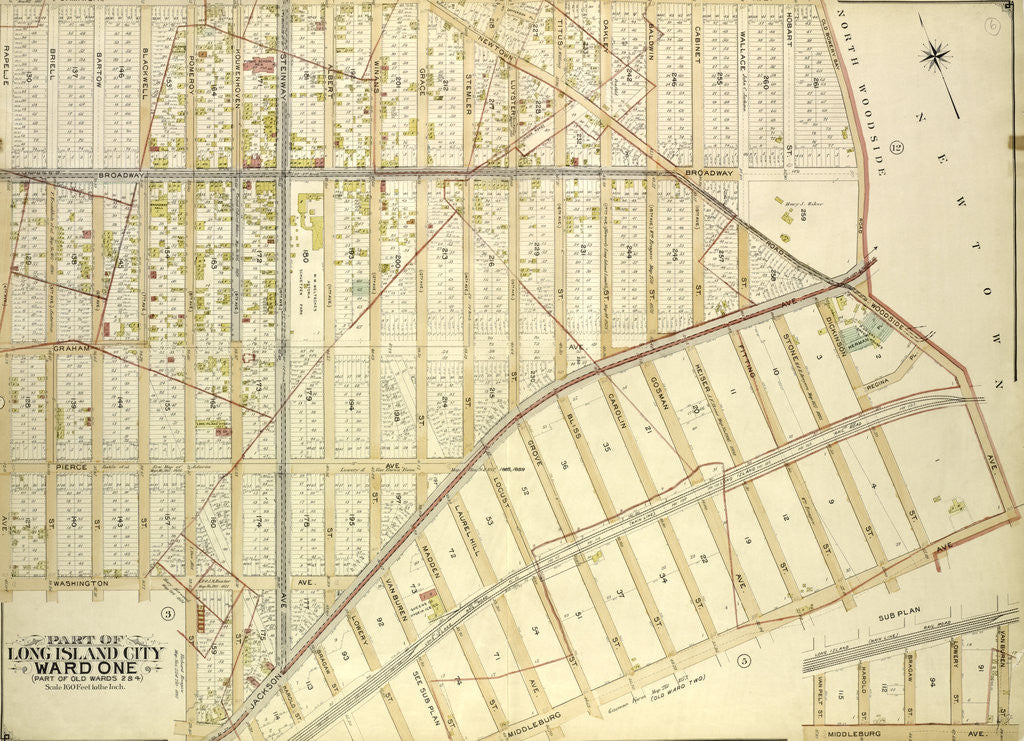 Detail of Map bounded by Jamaica Ave., Old Bowery Bay Road, Woodside Ave., Middleburg Ave., Van Buren St., Lowery St; Including Bragaw St., Harold S., New York by Anonymous