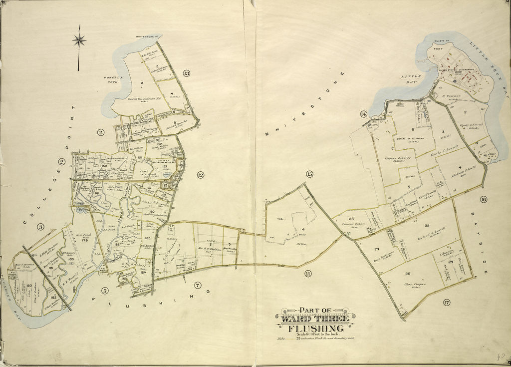 Detail of Map bounded by 11th Ave., 10th Ave., 7th Ave., 6th Ave., Linden Ave., 5th Ave., Simths Lane, 4th Ave., Lawrence Ave., 3rd Ave., Nostrand Lane, Old Flushing Rd., Whitestone, New York by Anonymous