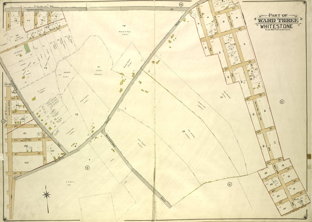 Detail of Map bounded by 14th Ave., 11th Ave., Ave. A, Ave. B, Ave. C, Lane, Penn Ave., Willets Point Road, Whitestone Road, Fairview Ave., Plateau Ave., Bay View Ave., New York by Anonymous
