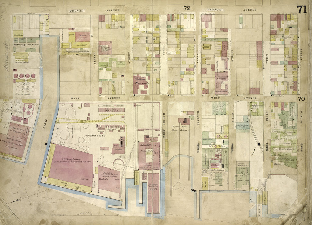 Detail of Map bounded by Vernon Ave., West 4th St., West 5th St., West 6th St., West 7th St., West 8th St; Including West Ave., New York by Anonymous