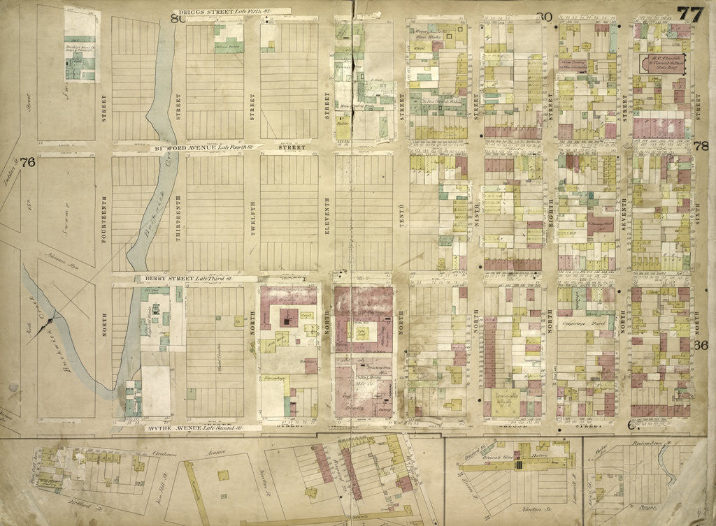 Detail of Map bounded by Driggs St. late 5th St., North 6th St., 7th St., 8th St., 9th St., 10th St., 11th St., 12th St., 13th St., 14th St., 15th St., Wythe Ave. late 2nd St; Including Eckford St., Van Cot., New York by Anonymous