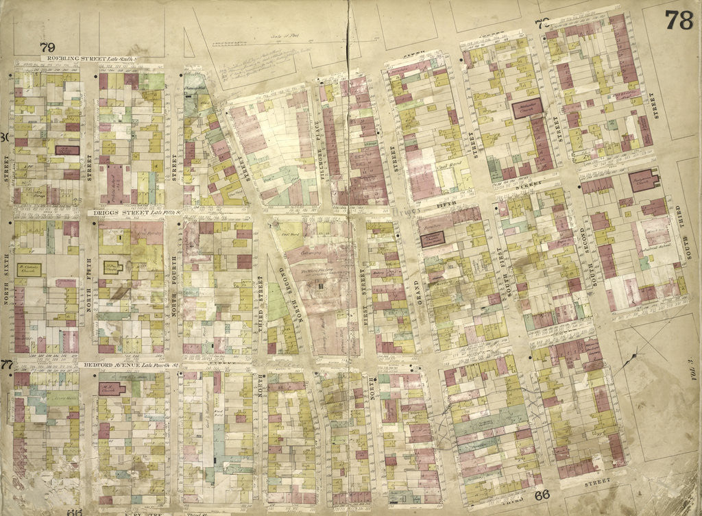 Detail of Map bounded by Roebling St. late South St., South 3rd St., South 2nd St., South 1st St., Grand St., North 1st St; Including North 2nd St., North 3rd St., North 4th St., North 5th St., North 6th St., New York by Anonymous