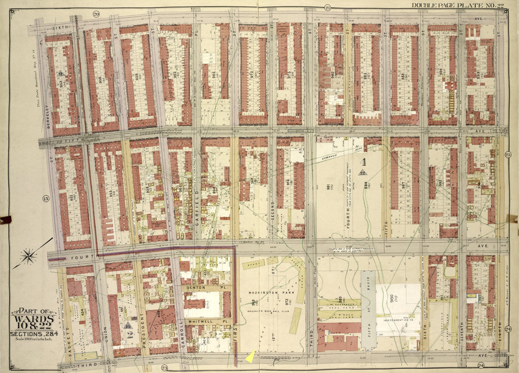 Detail of Map bounded by 6th Ave., 8th Ave; Including3rd Ave., Sackett St., Berkeley PL., New York by Anonymous