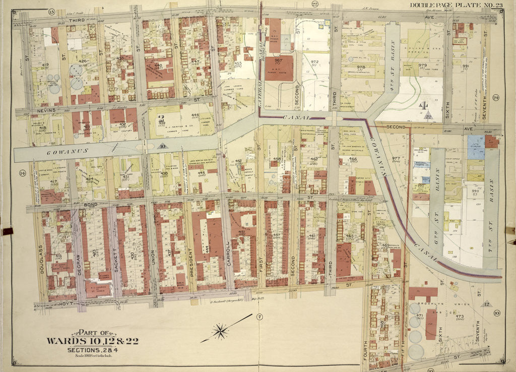Detail of Map bounded by 3rd Ave., 7th St., Smith St; Including4th St., Hoyt St., Douglass St., New York by Anonymous