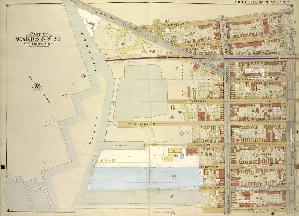 Detail of Map bounded by Hamilton Ave., 15th St., 4th Ave; Including23rd St., Gowanus Canal., New York by Anonymous