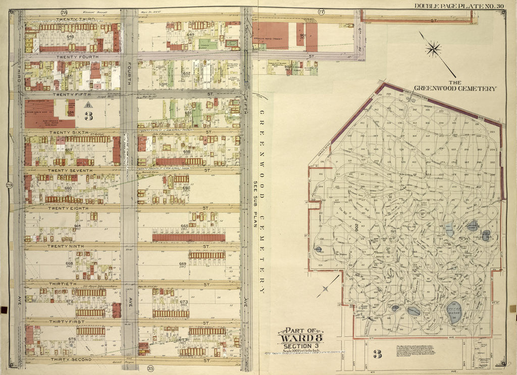 Detail of Map bounded by Fort Hamilton Ave., 37th St., 7th Ave., 36th St., New York by Anonymous