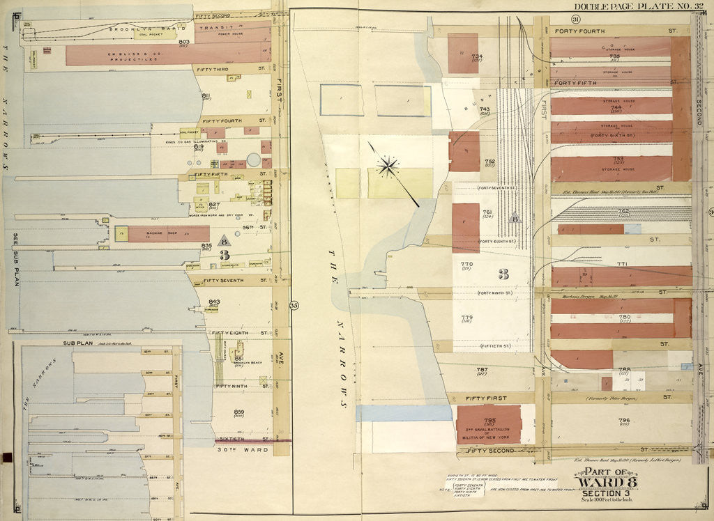 Detail of Map bounded by 52nd St., 44th St., 2nd Ave., 1st Ave., 45th St., 46th St., 47th St., 48th St., 49th St., 50th St; Including51st St., 53rd St., 54th St., 55th St., 56th St., New York by Anonymous
